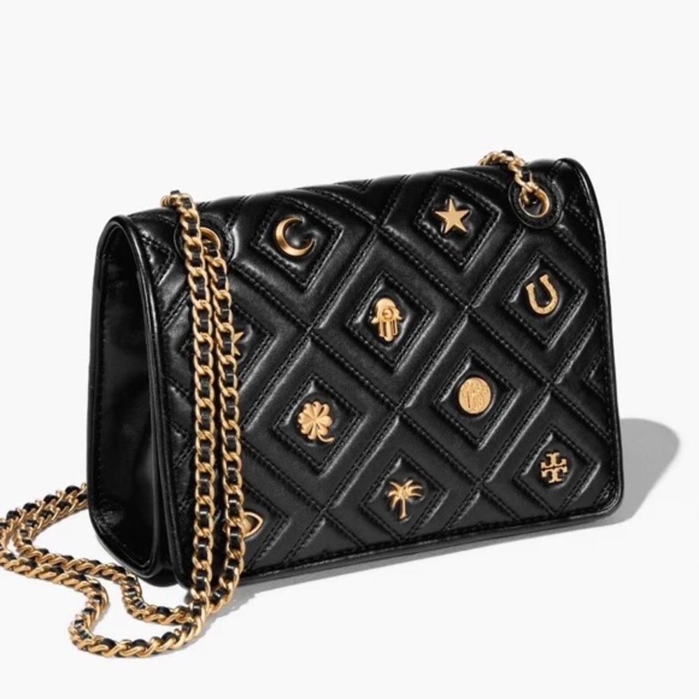 EXCLUSIVE Tory Burch Fleming Charm Black Small Bag